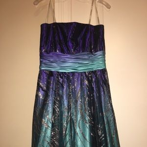 Ombre Purple and Teal Prom Dress